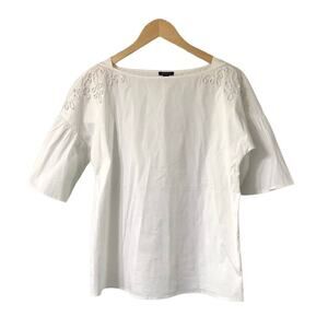 NWT ANN TAYLOR White Flounce Sleeve Tunic Cotton Top | S